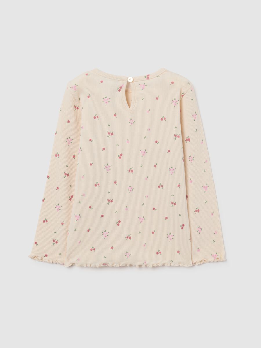 Girls' beige regular fit cotton T-shirt_1