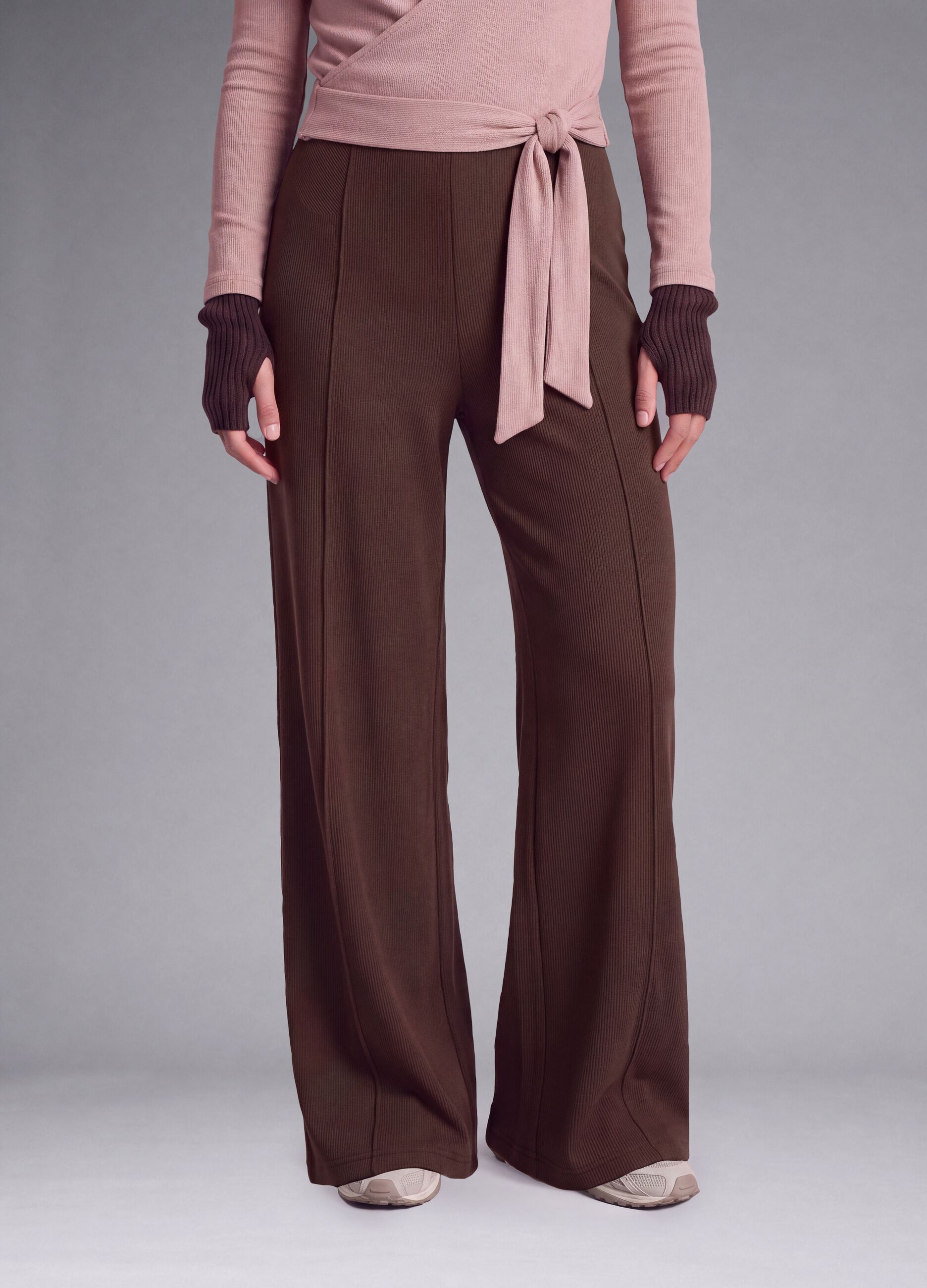 Brown stretch-modal wide-leg trousers ALTAVIA STUDIO