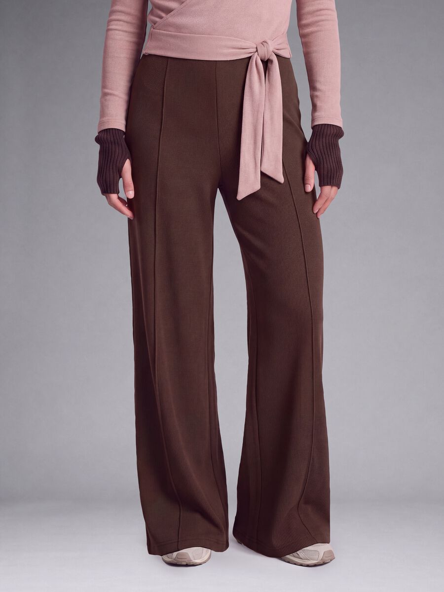Brown stretch-modal wide-leg trousers ALTAVIA STUDIO_1