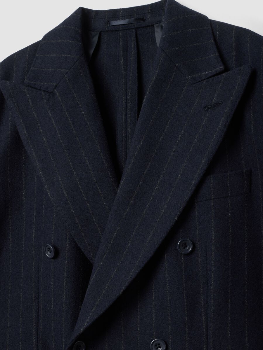 Blazer blu navy gessato in misto lana slim fit_2