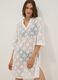 White cotton-blend kaftan_0