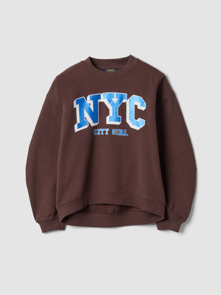 Brown pure cotton sweatshirt with NYC print_3