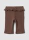 Brown flared leggings in stretch organic cotton for baby girl_0