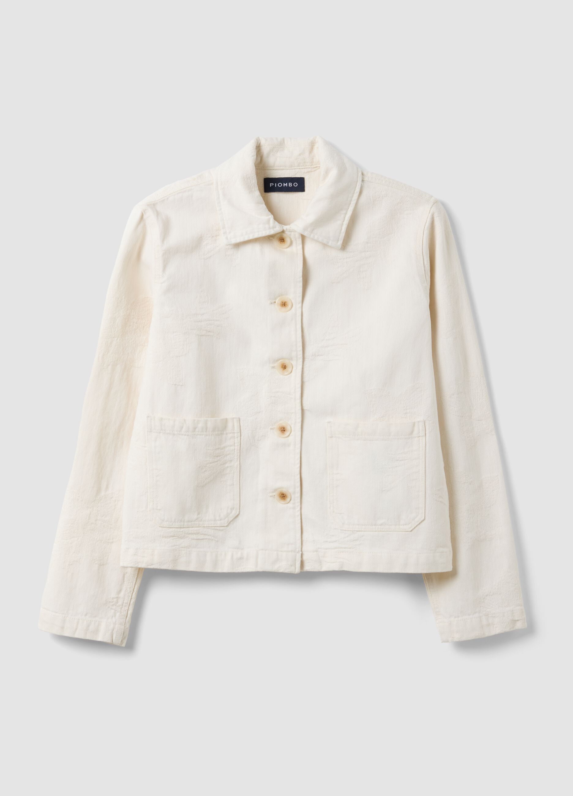 White pure cotton blazer, regular fit