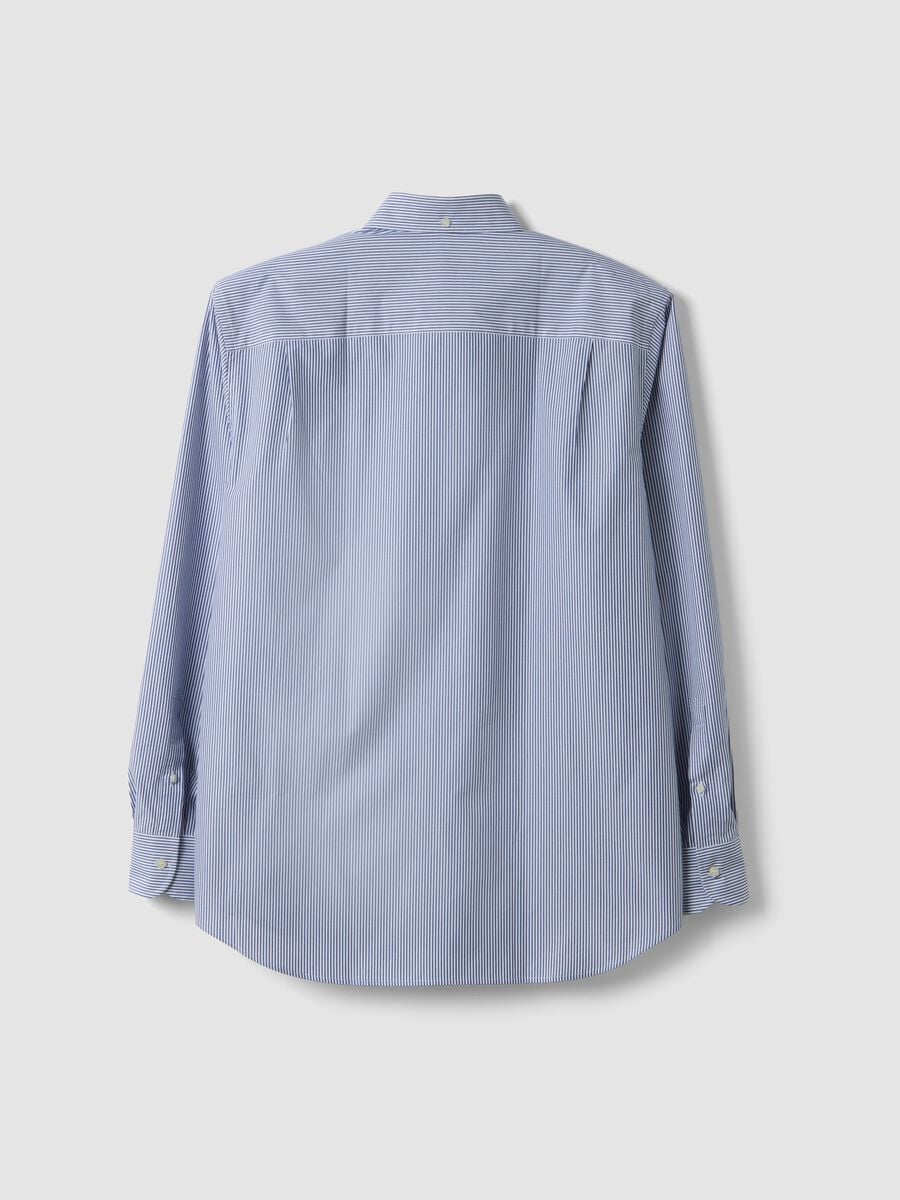 Camicia blu e bianca in puro cotone a righe regular fit_2