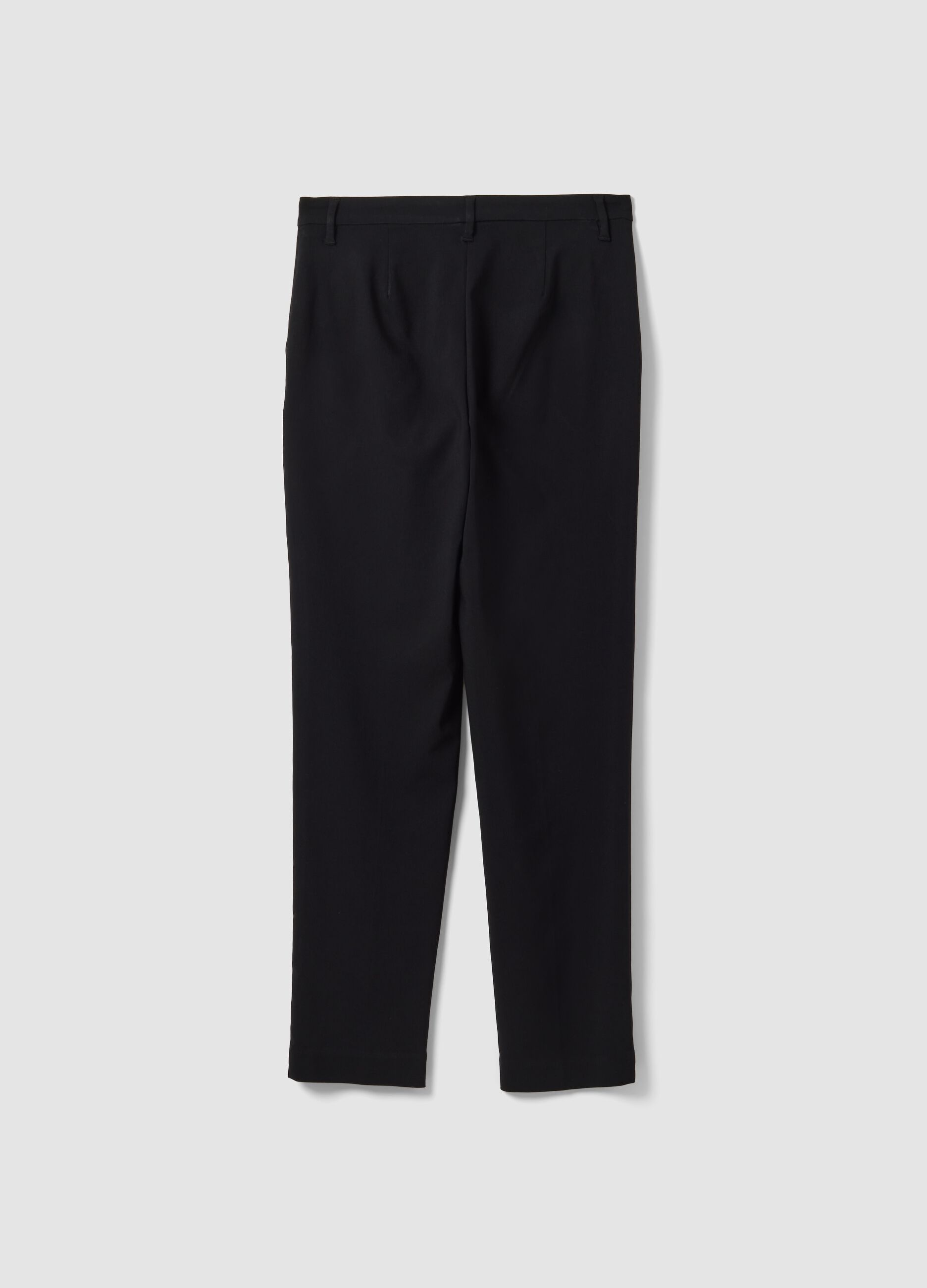 Black stretch viscose slim-fit chino trousers