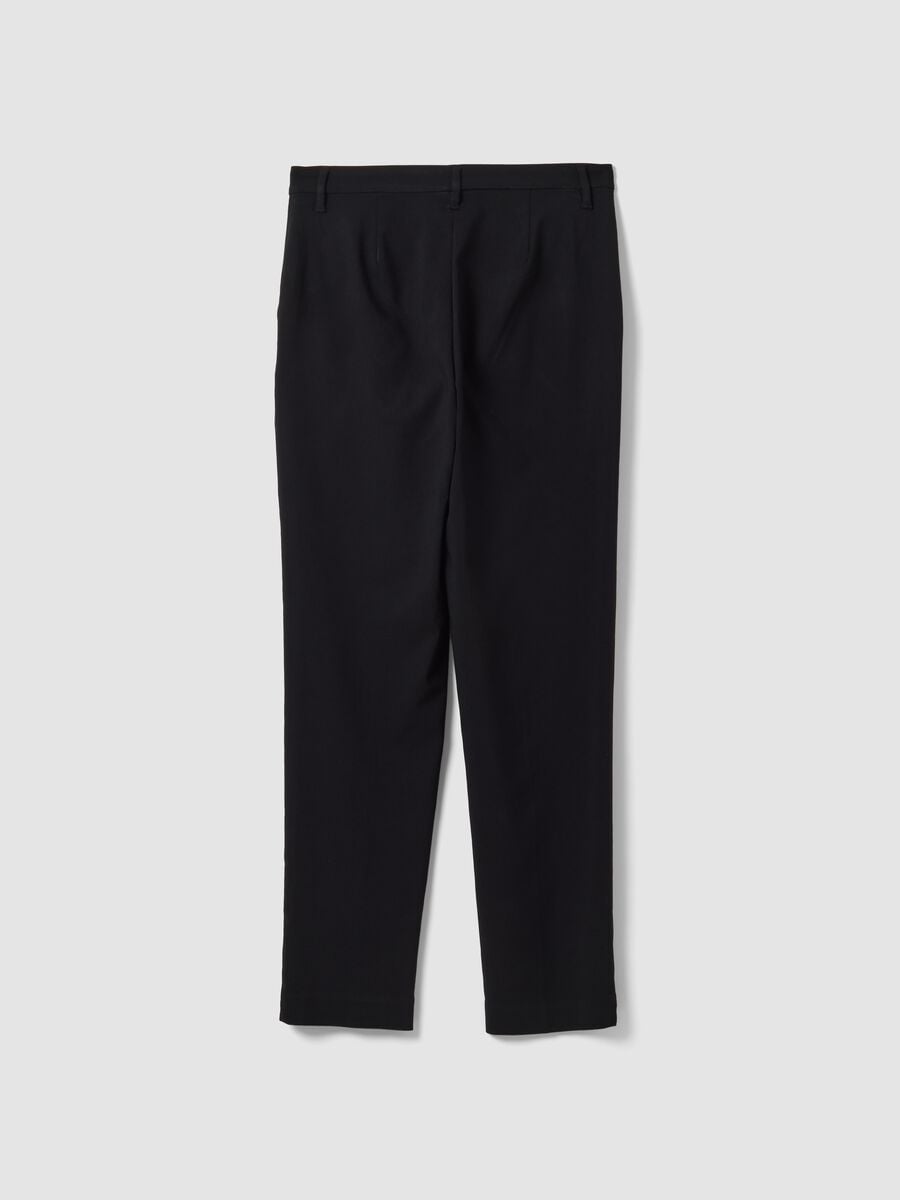 Black stretch viscose slim-fit chino trousers_6