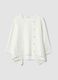 White stretch cotton button-up blouse, regular fit_0