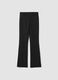 Pantaloni neri flare in viscosa elasticizzato con fantasia gessata_0