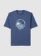 Men's 100% cotton blue boxy fit T-shirt with Surf Beach Bar print_4