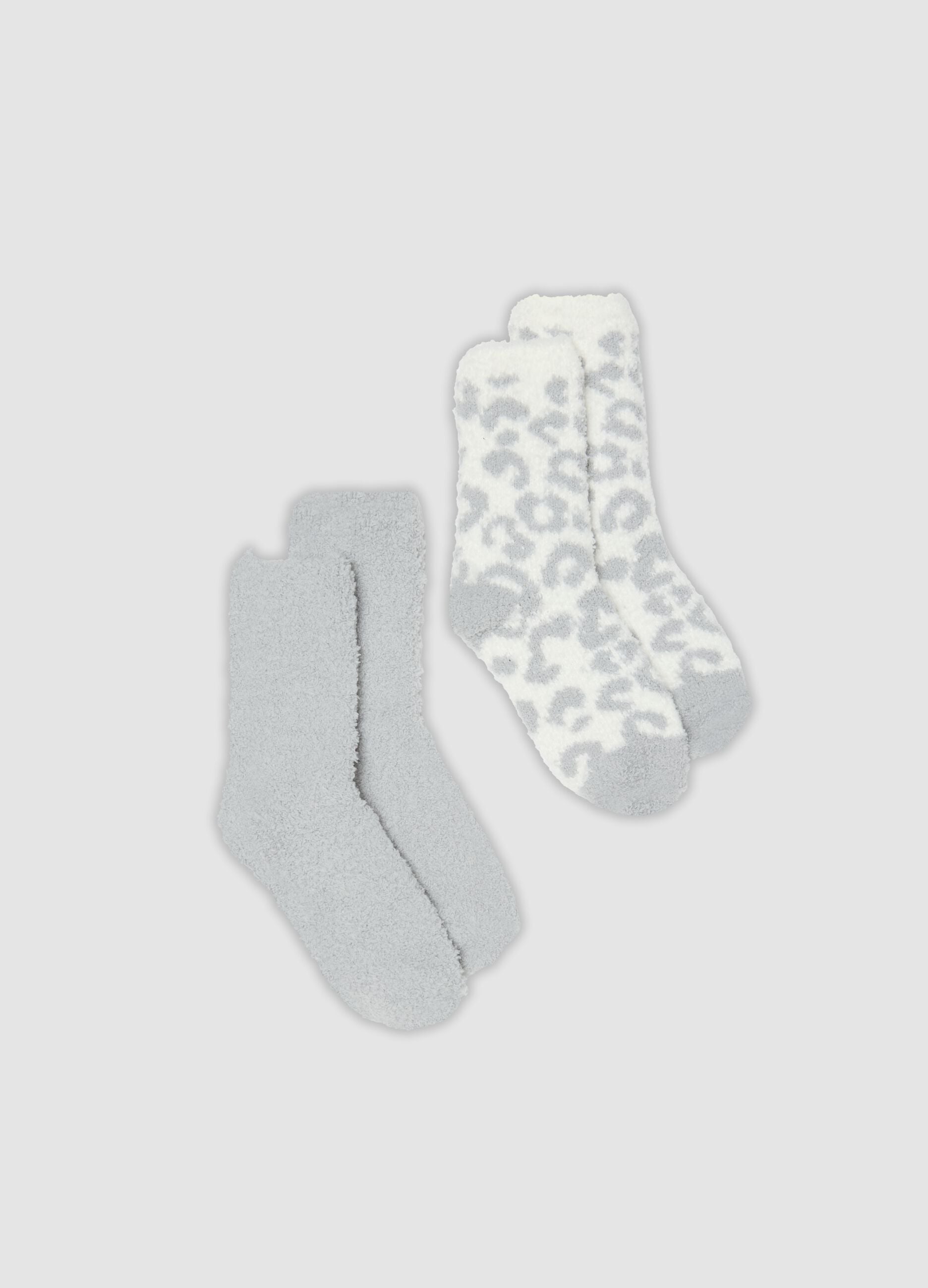 2-pack of light grey and off-white stretch-fabric socks