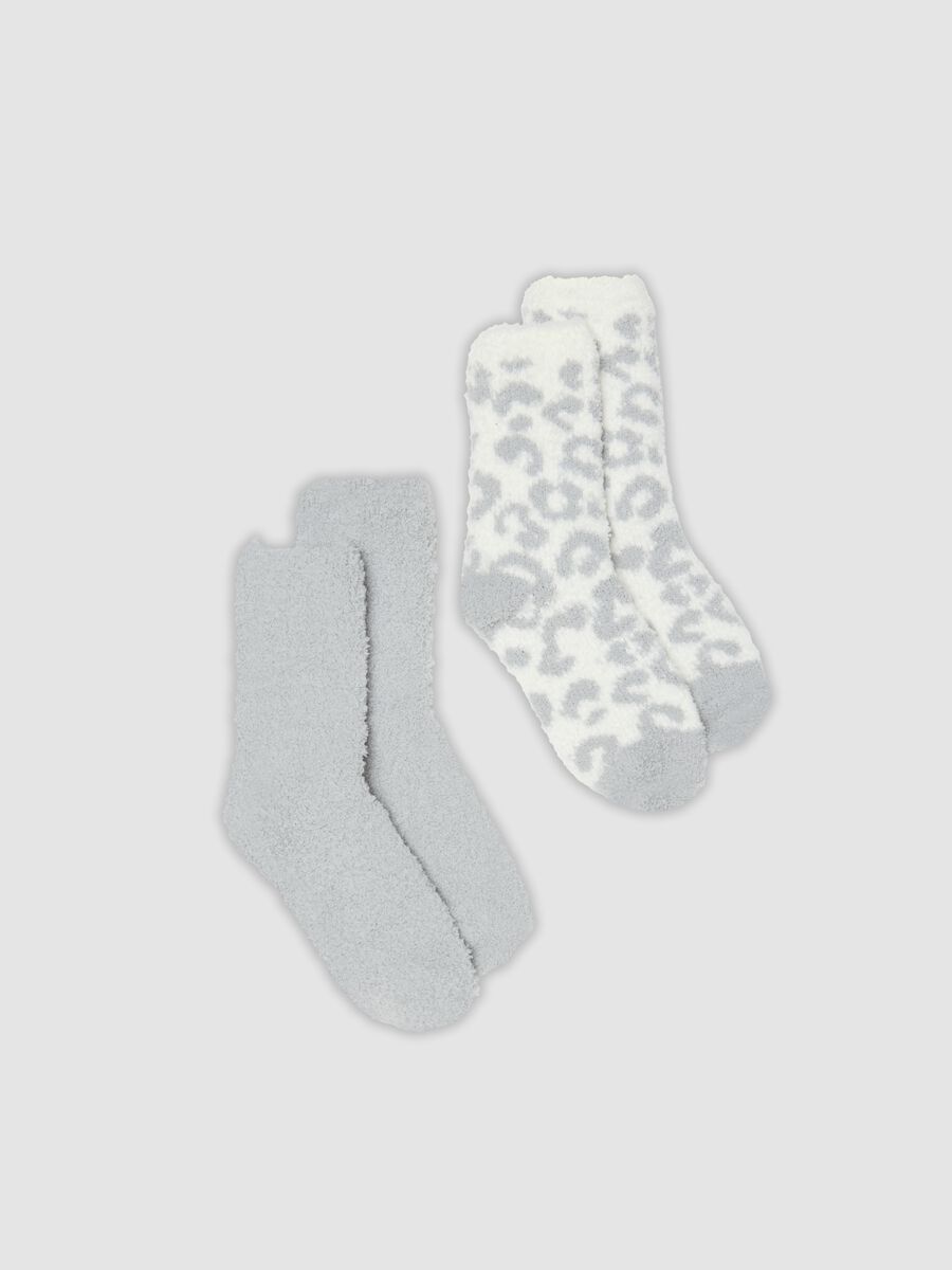 2-pack of light grey and off-white stretch-fabric socks_0