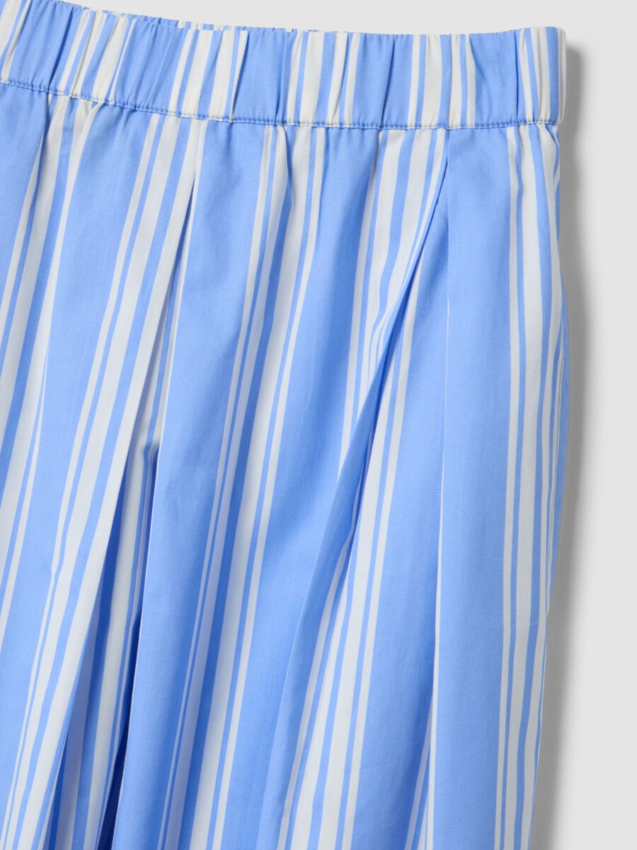 Saia midi azul &agrave;s riscas em algod&atilde;o puro_5