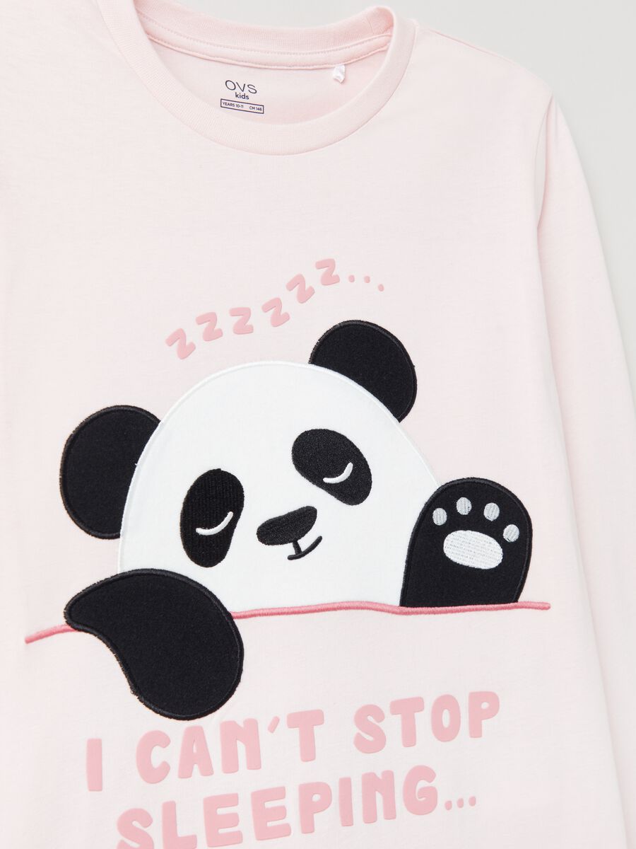 Long pyjamas with panda embroidery and print_2