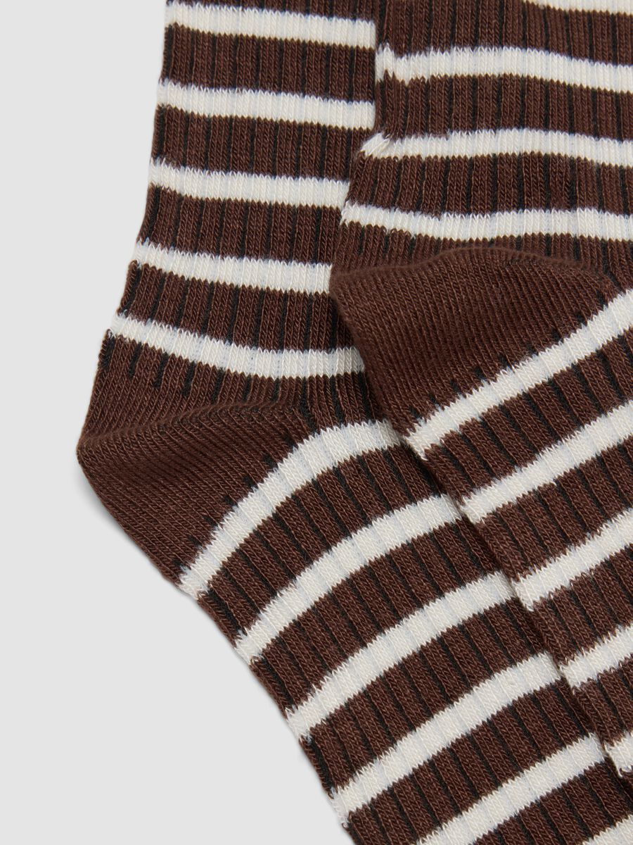 Brown striped stretch-fabric socks_1