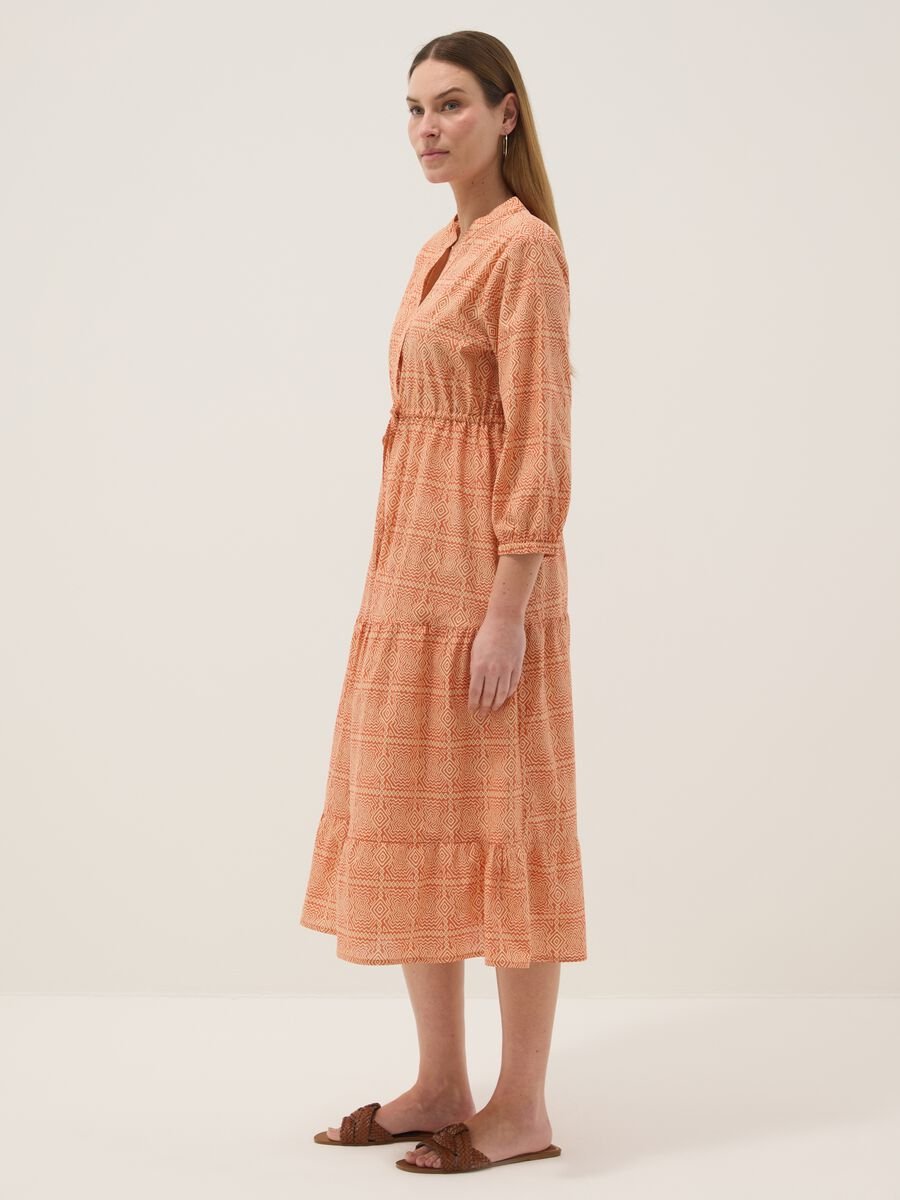 Orange maternity dress in pure cotton with geometric print_1