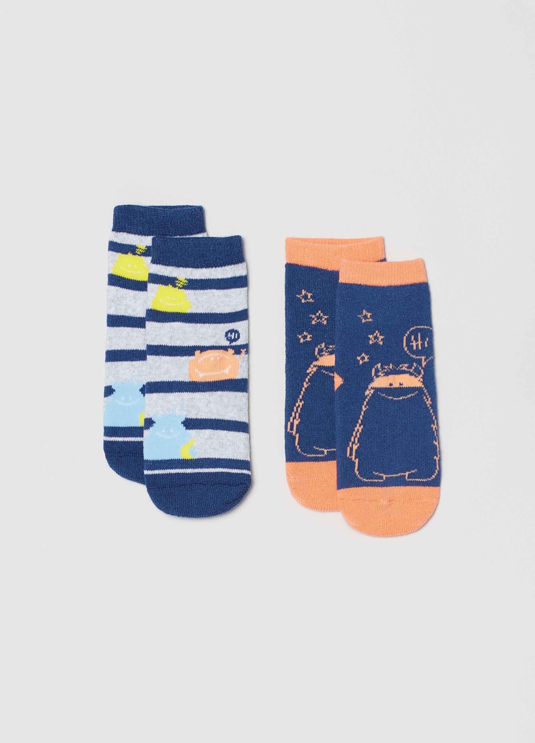 Two-pair pack stretch slipper socks_0