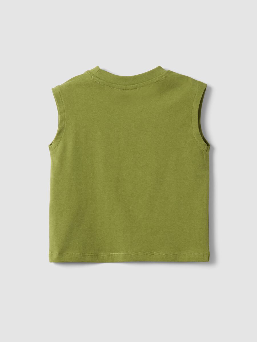 Green pure cotton children's vest regular fit with pocket_1