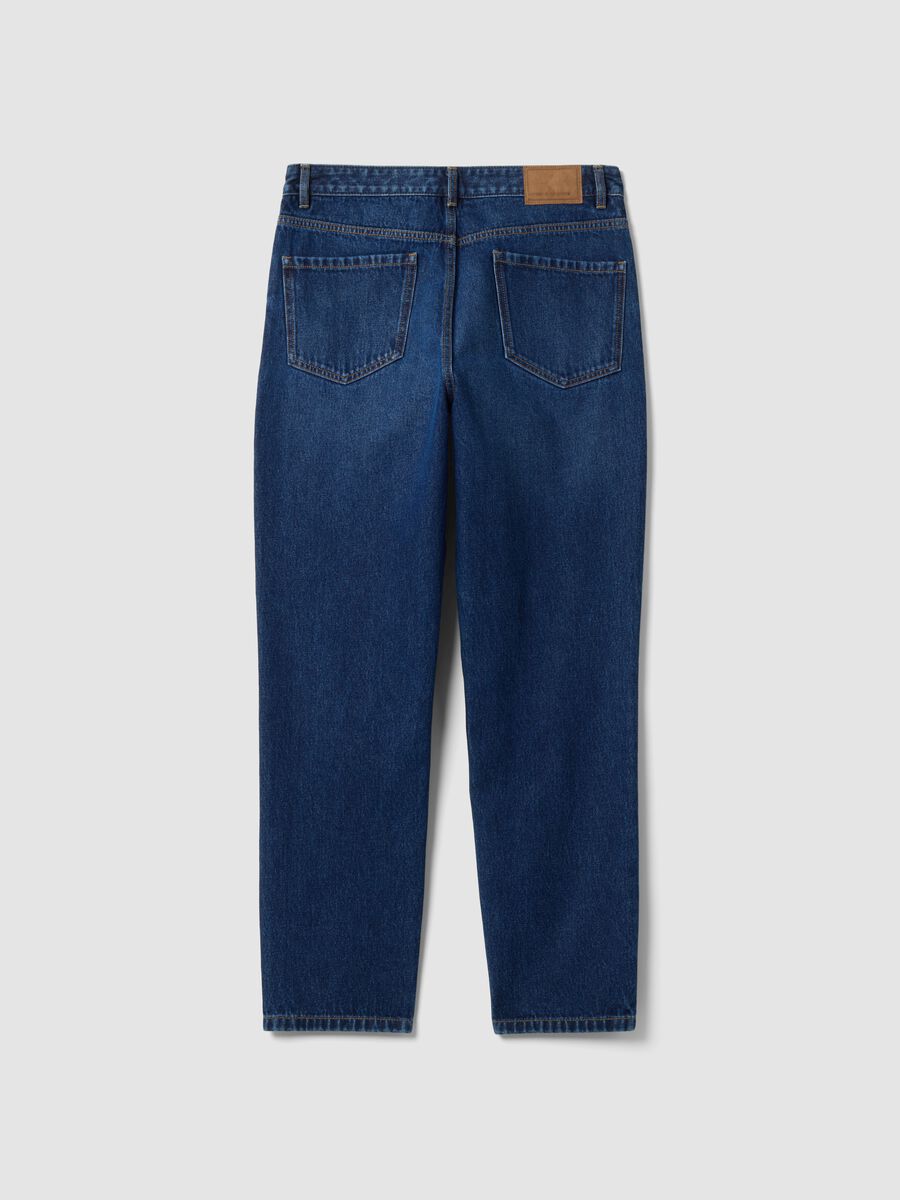 Regular tapered pure cotton denim jeans_1