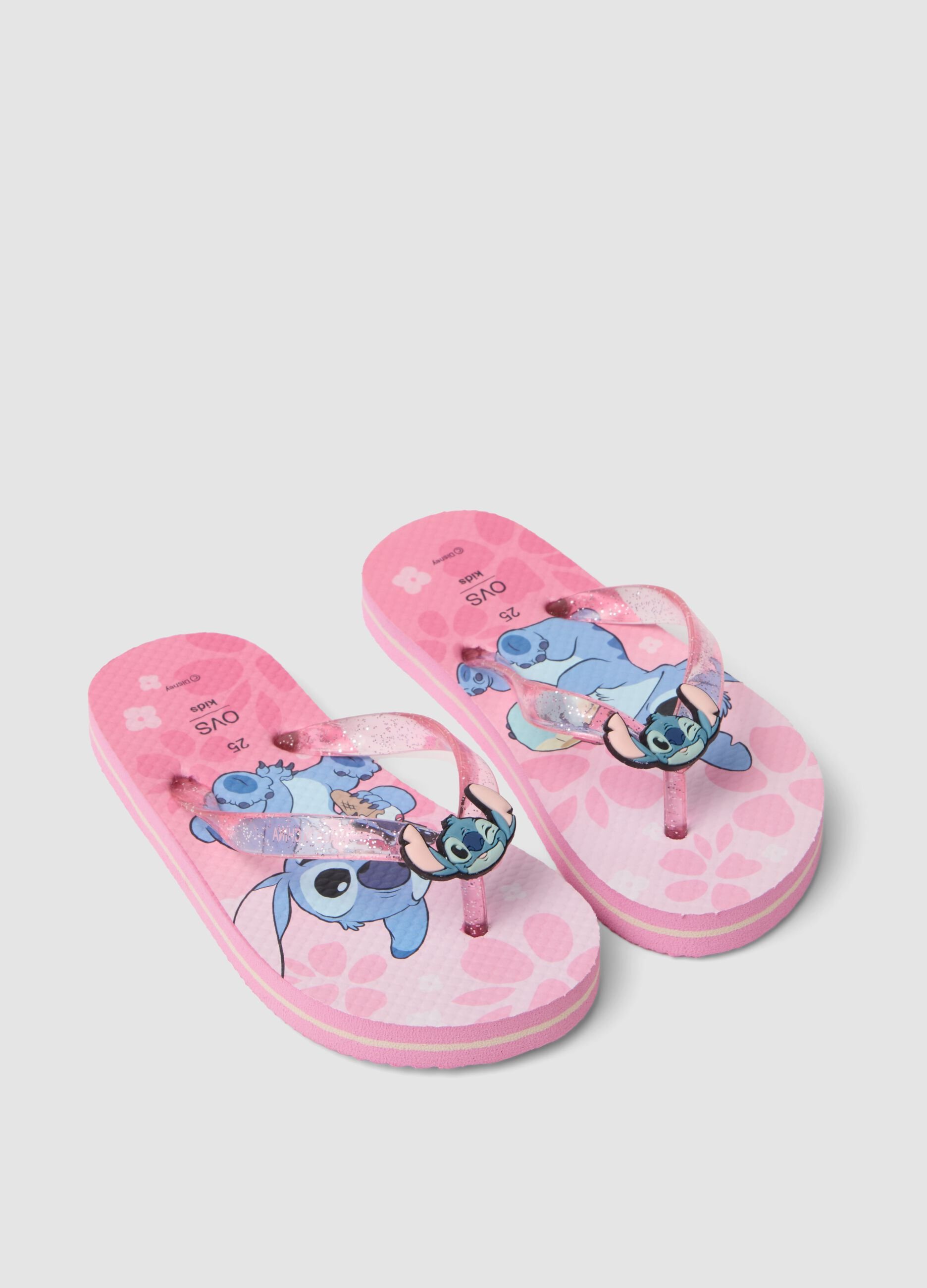 Pink Stitch print flip-flops
