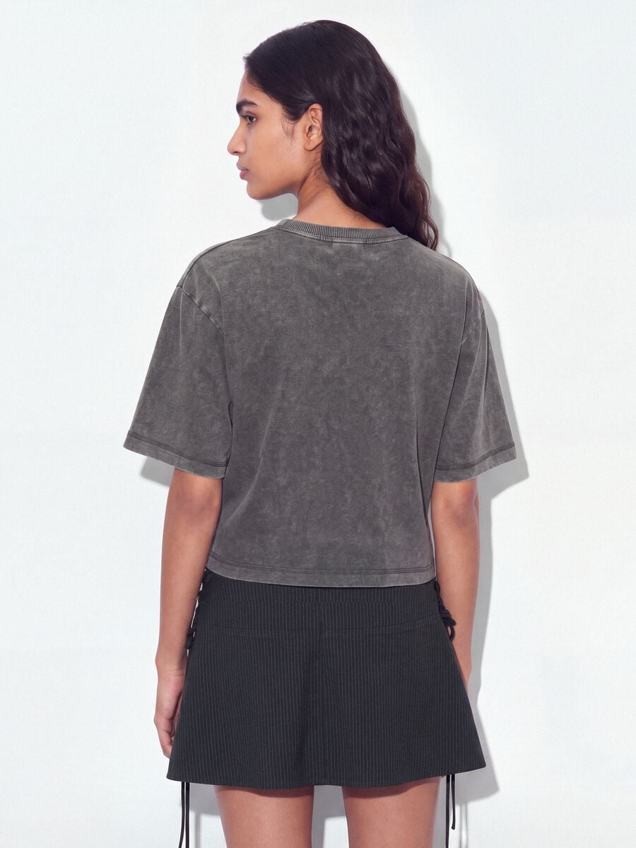 Grey pure cotton oversized T-shirt with teddy bear print_2