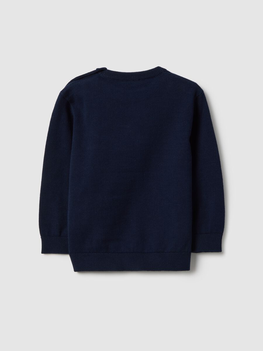 Blue pure cotton regular fit jumper with buttons for baby_1