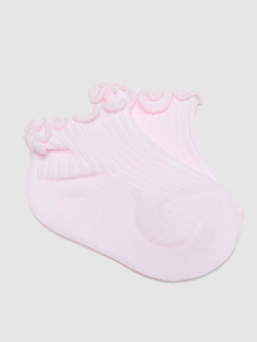 Twin Pack of Elasticated White Cotton Baby Short Socks_1