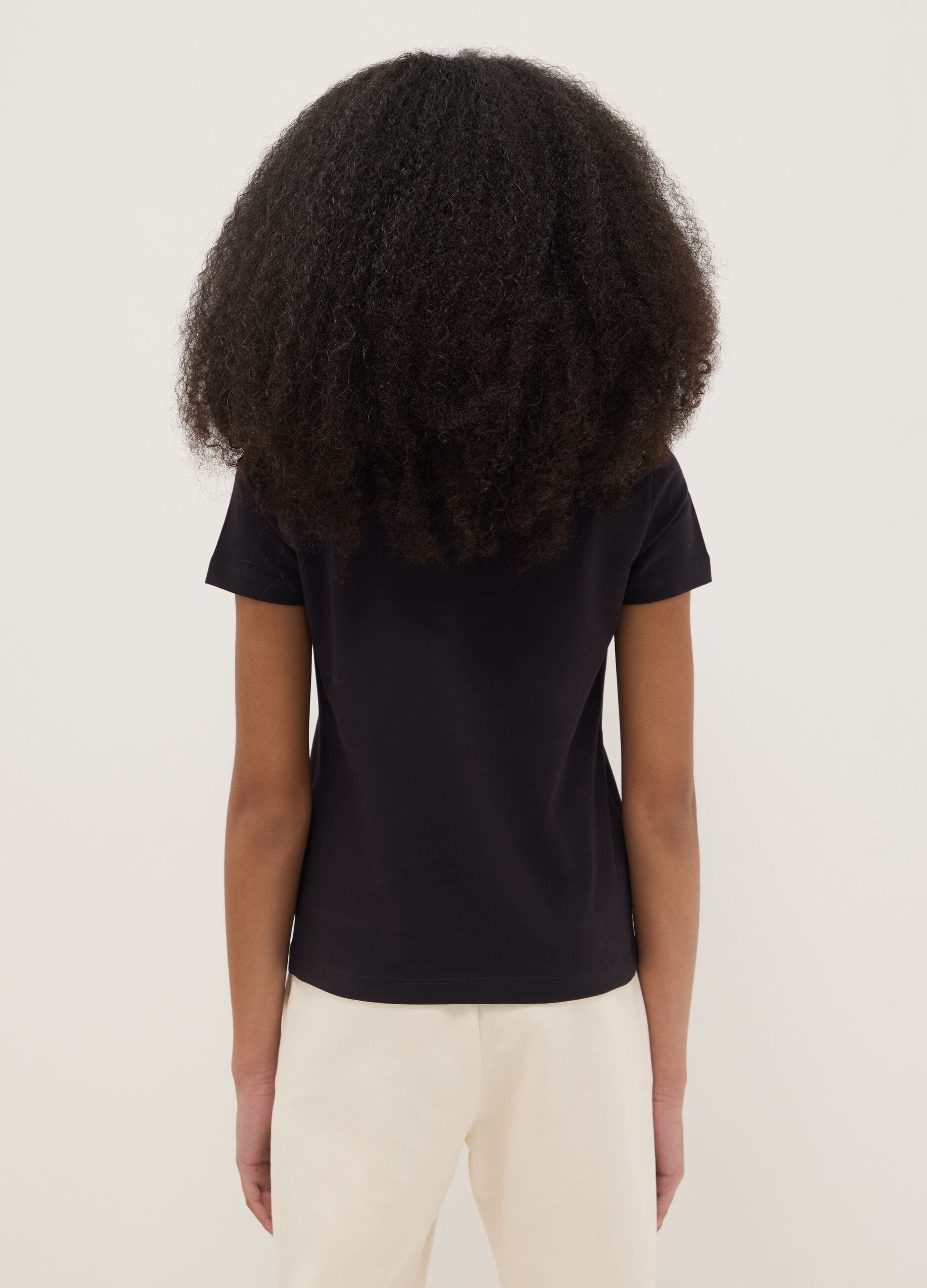 Girls' black cotton blend T-shirt regular fit