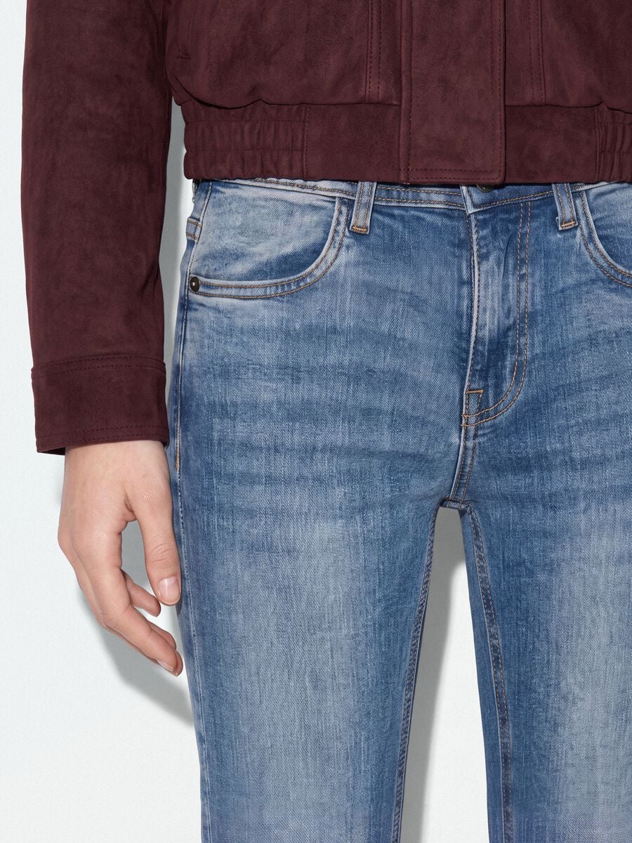 Blue stretch cotton flare jeans_3