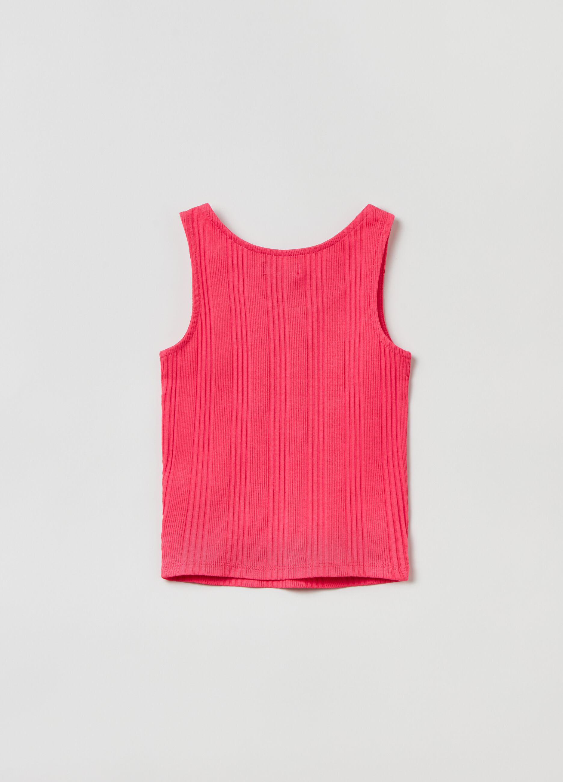 Ribbed stretch cotton tank top