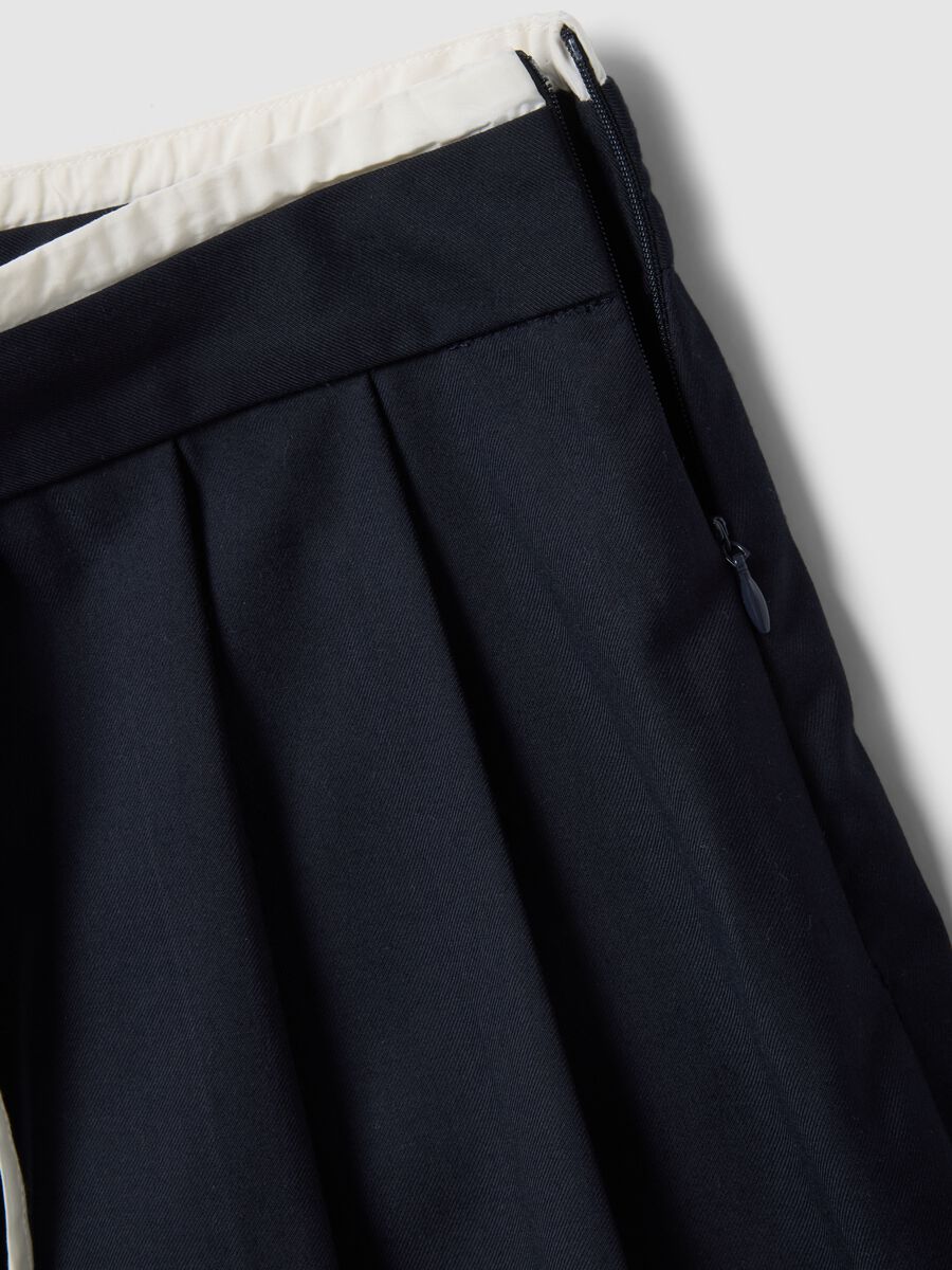 Gonna in misto viscosa blu regular fit con vita strutturata_1