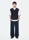 Blue cropped pure cotton vest with deep V-neck_1