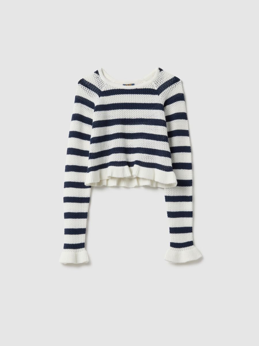 Girl's multicolour striped viscose blend fitted top_3