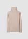 Beiger Pullover aus elastischer Viskose mit Stehkragen, Regular Fit_6