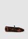 Brown ballerina flats with strap and floral embroidery_0