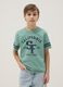 Boys&rsquo; green pure cotton T-shirt with graphic details, regular fit_0