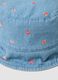 Blue denim pure cotton hat for girls with floral embroidery_2