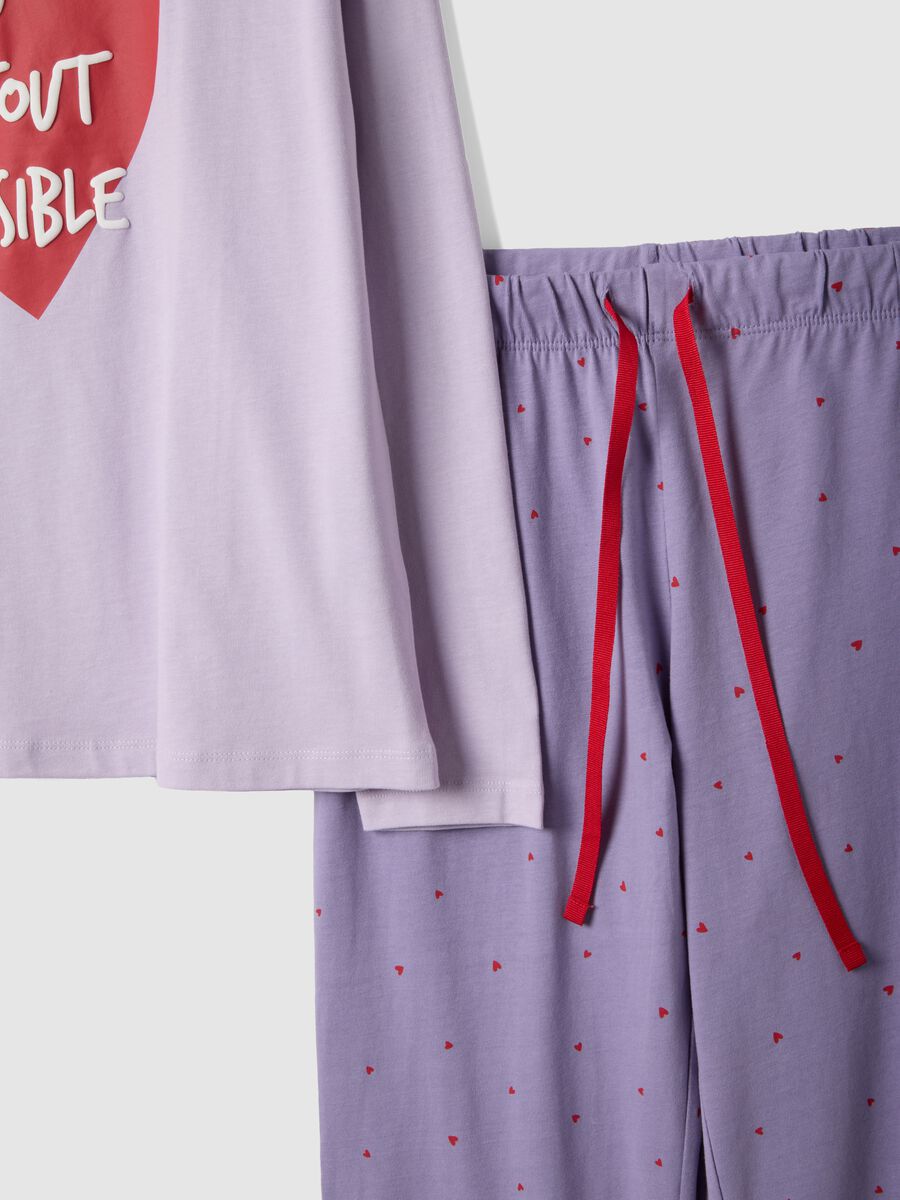 Purple pure cotton regular fit pyjamas with heart design_5