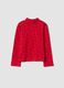 Red pure cotton roll-neck T-shirt with heart print_0