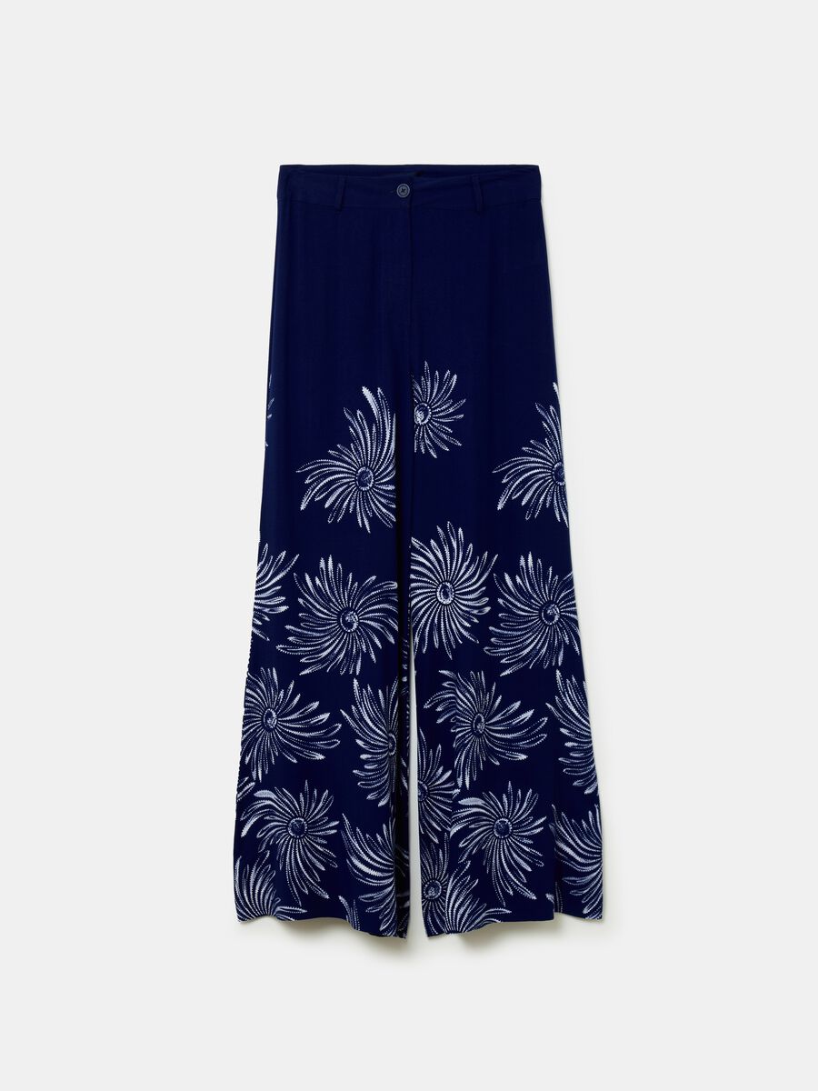 Flare-fit trousers in viscose with print_3