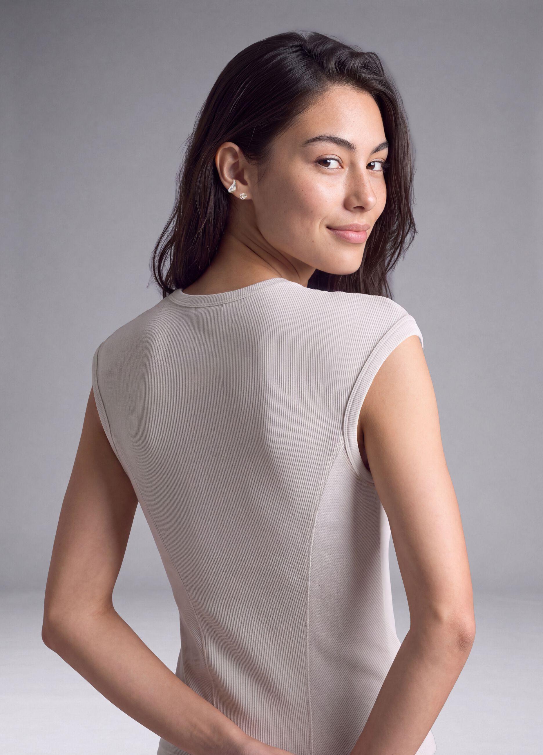 White stretch modal crew-neck T-shirt
