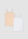 2-pack organic cotton camisoles in beige and white, regular fit, for girls_0