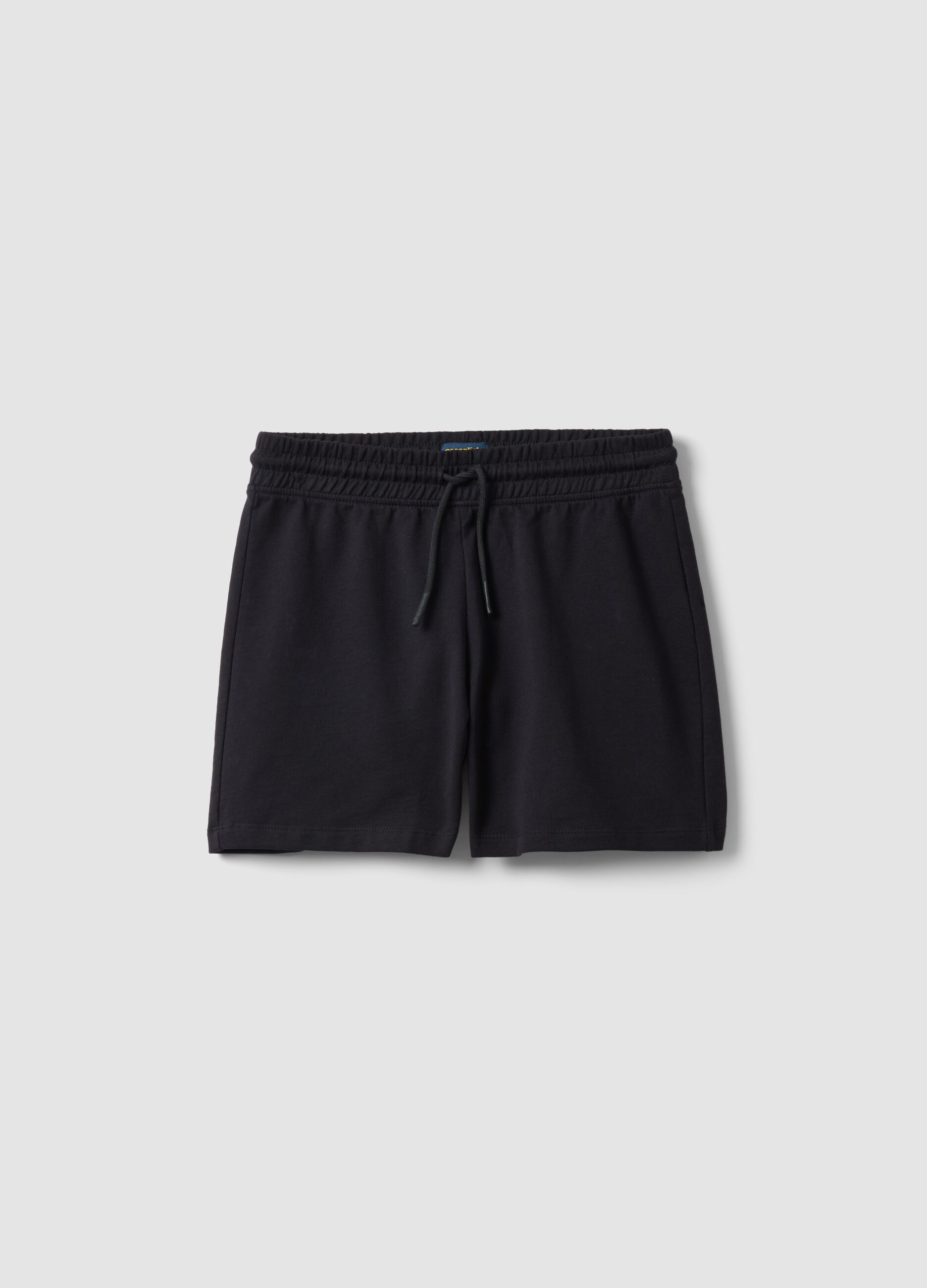 Girls&rsquo; black pure cotton shorts, regular fit