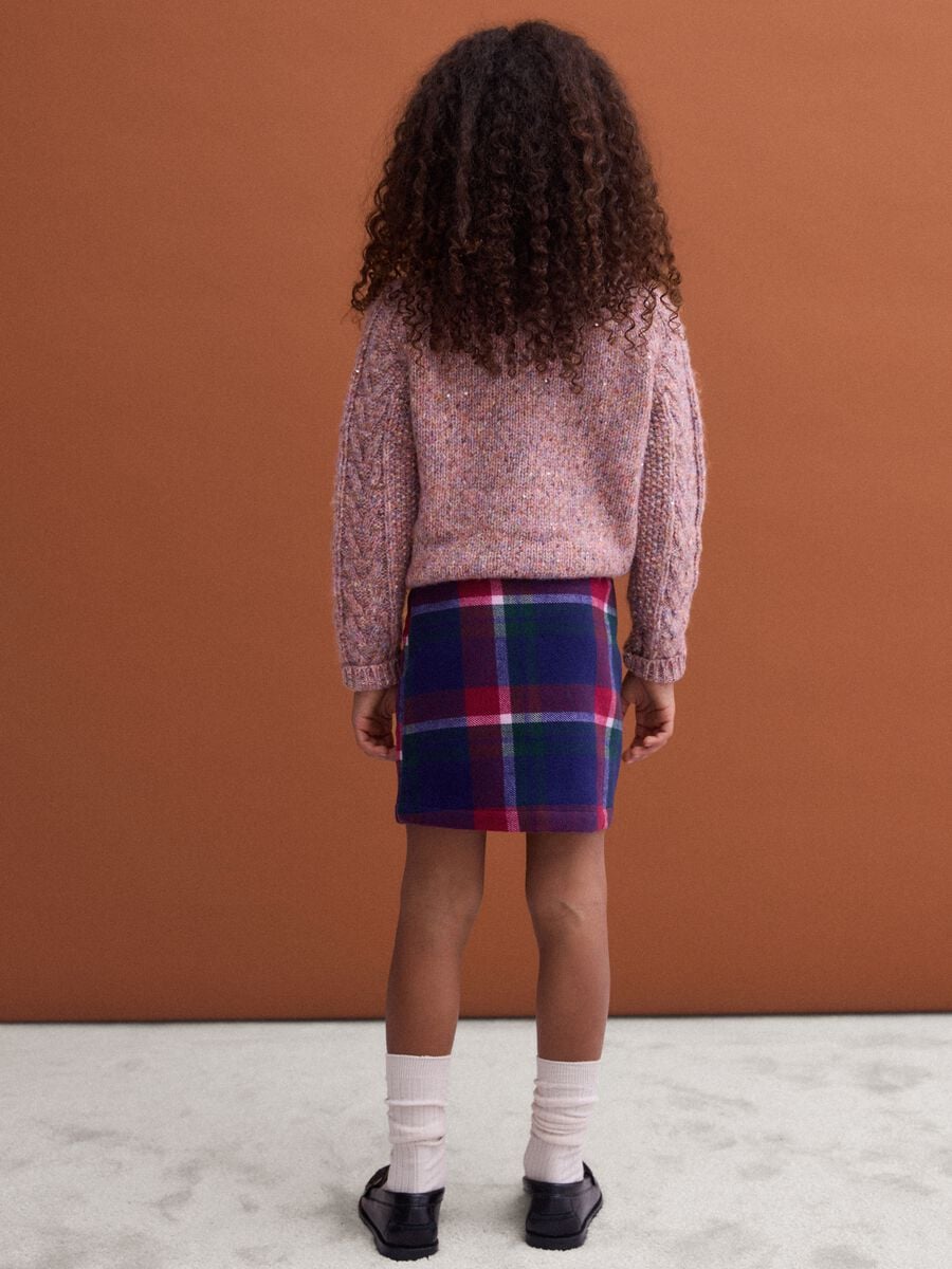 Saia tartan &agrave;s riscas regular fit em mistura de l&atilde; e viscose_1