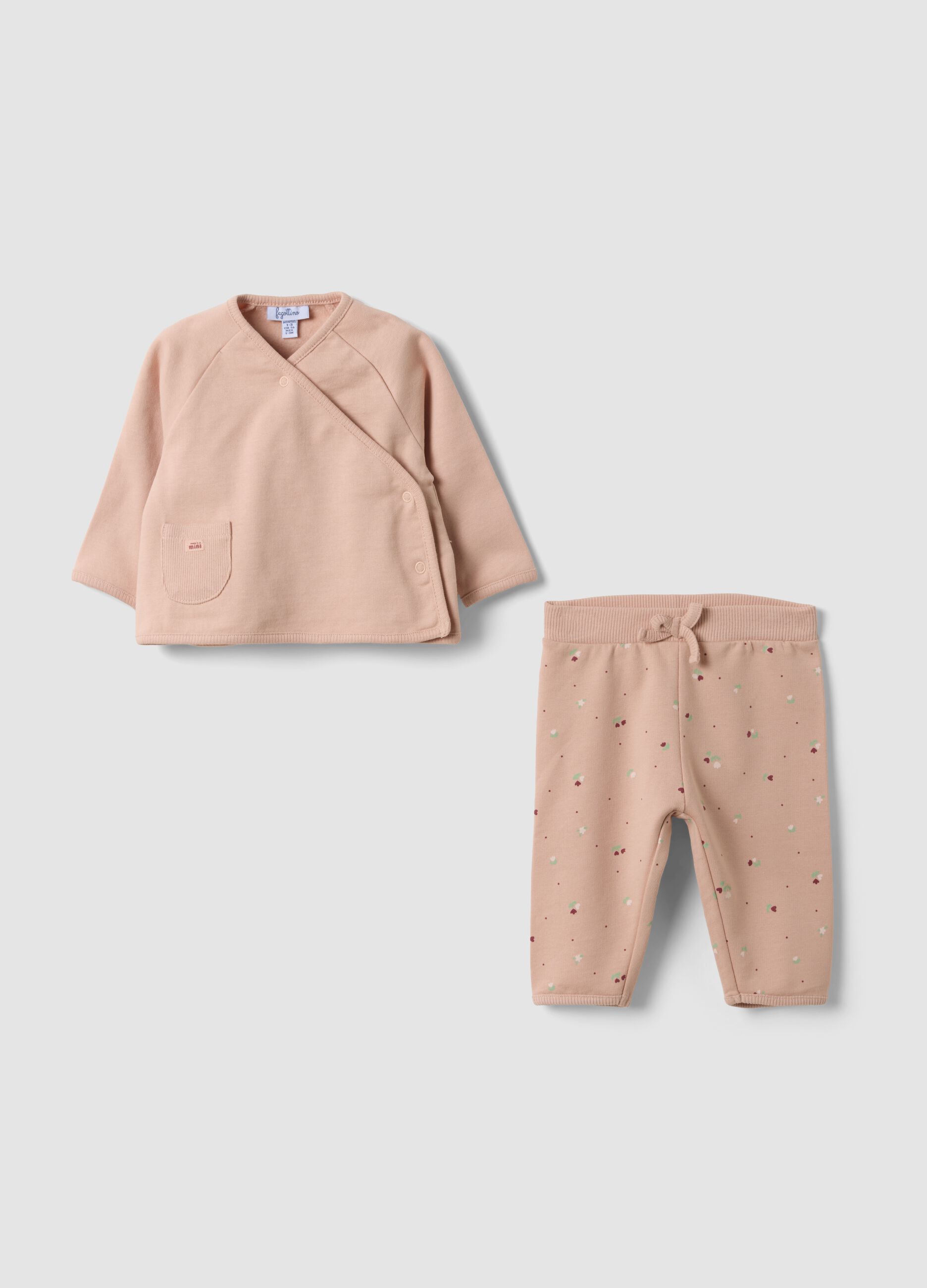 Rosa Set aus reiner Bio-Baumwolle mit langen &Auml;rmeln f&uuml;r Baby-M&auml;dchen