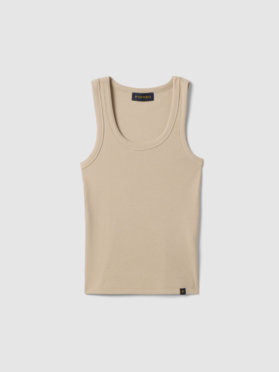 Beige stretch cotton regular-fit tank top_4