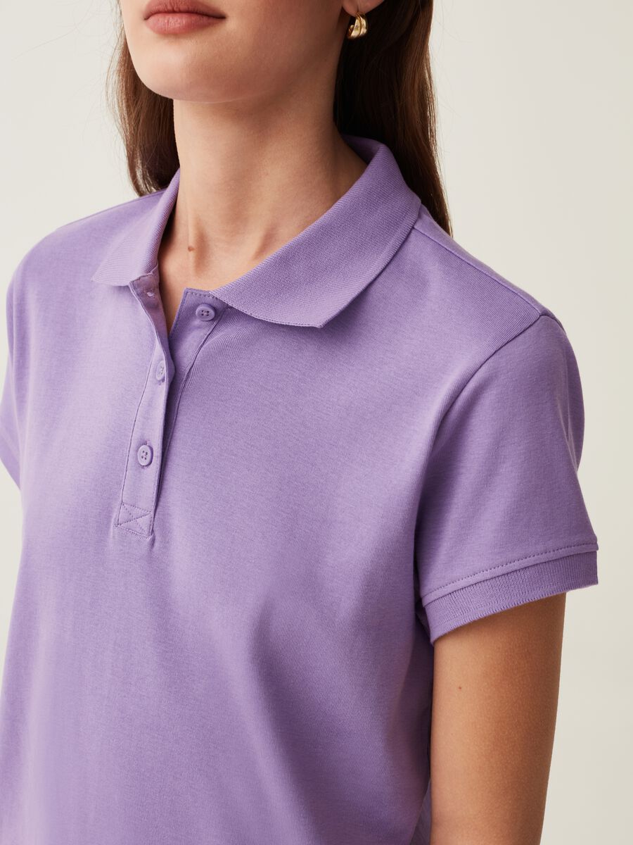 Solid colour cotton polo shirt_3