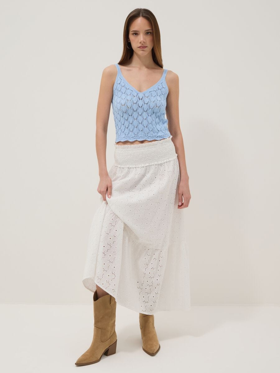 Sky-blue crochet waistcoat in pure cotton, regular fit_2