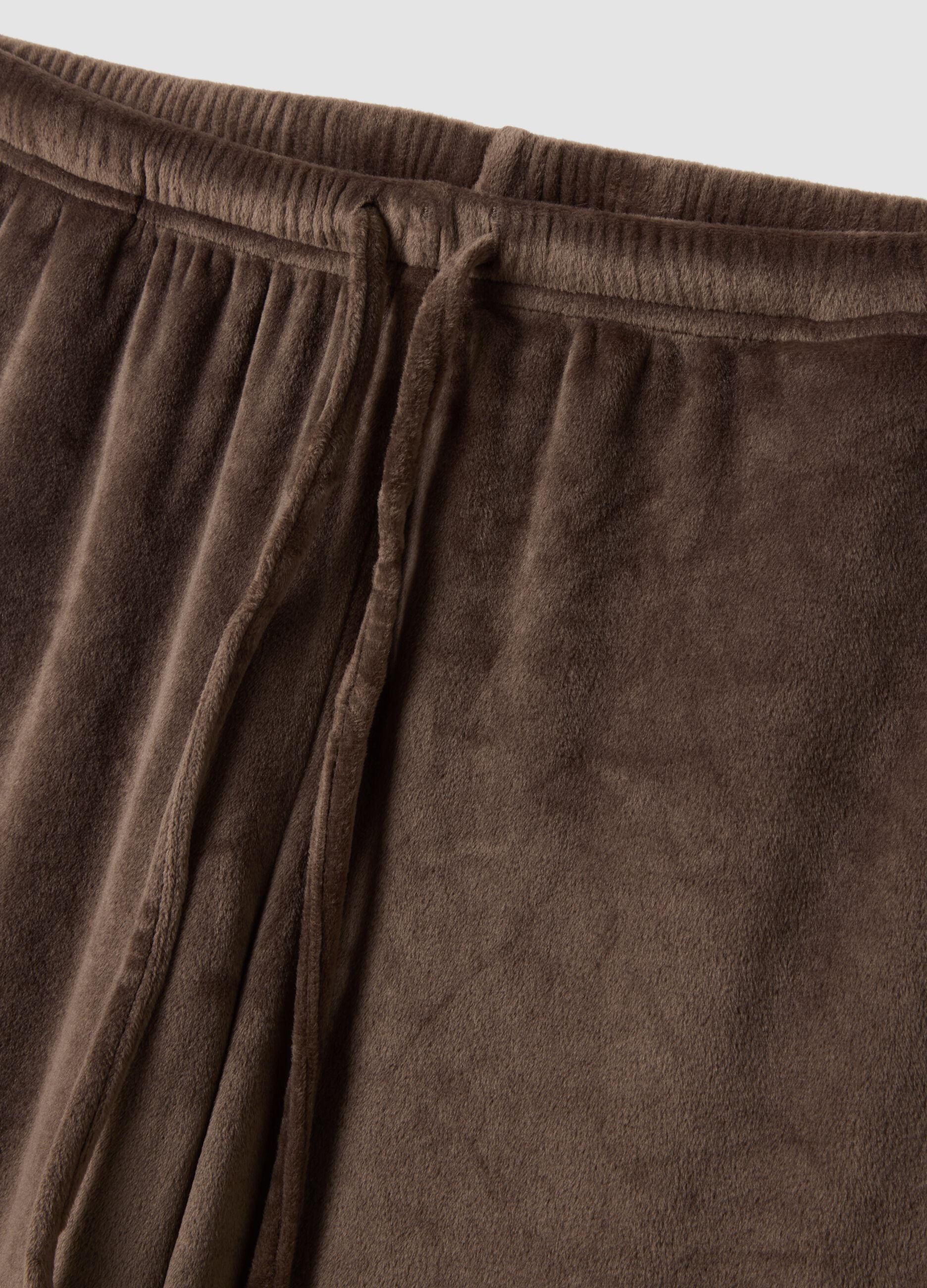 Brown chenille stretch pyjama trousers with regular fit