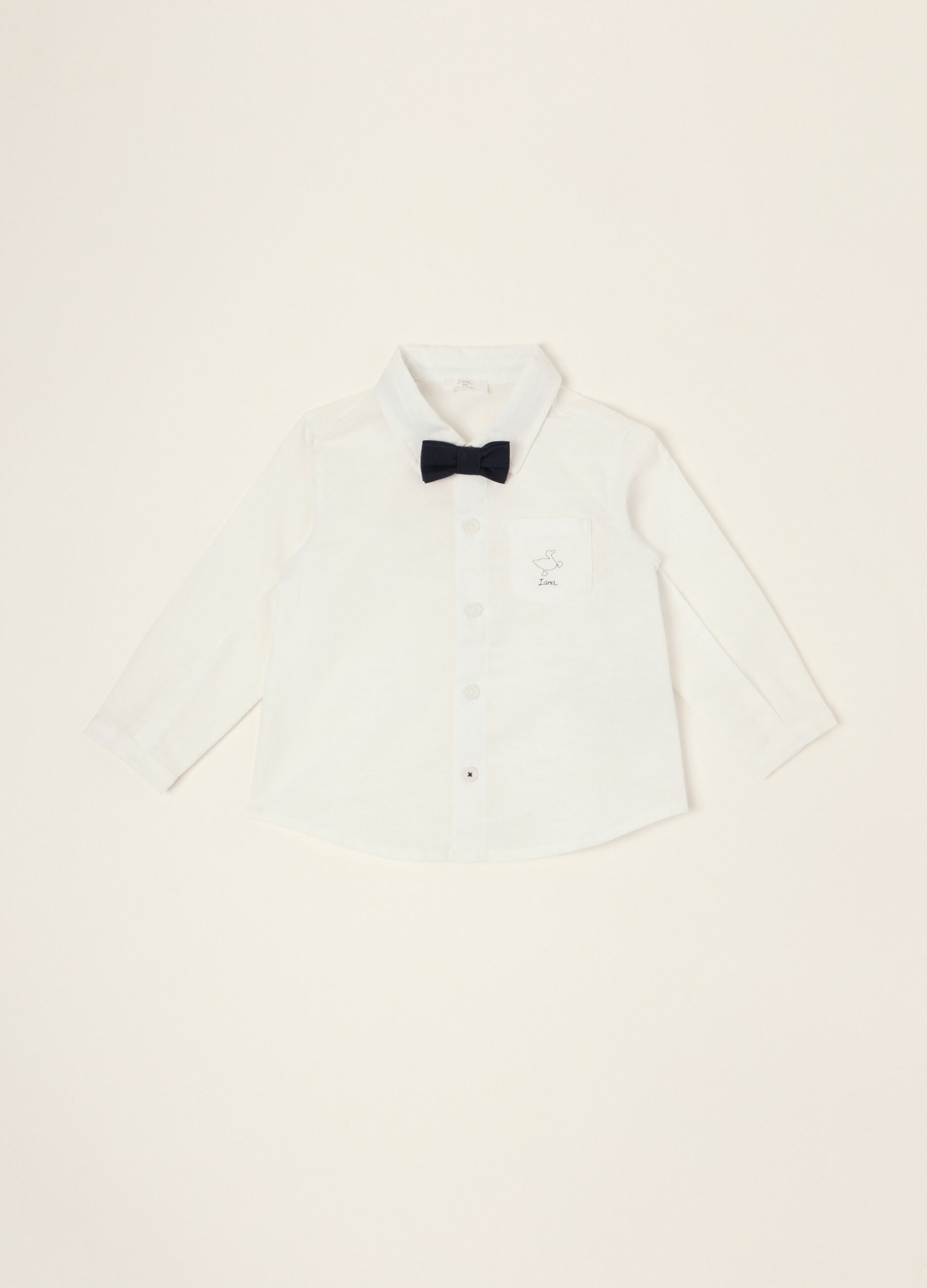 Wei&szlig;es Langarmhemd aus Baumwoll-Leinen-Mix